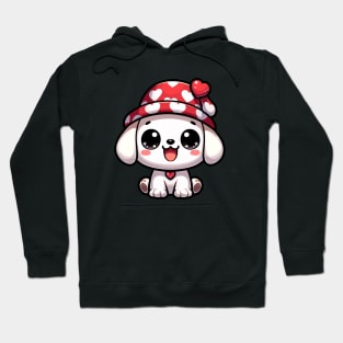 Cute Kawaii Valentine's Puppy with Love hearts Hat Hoodie